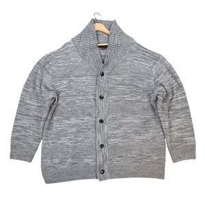 Park Slope Cardigan Mens 3X Gray Acrylic Shawl Collar Marled Knit Button Sweater